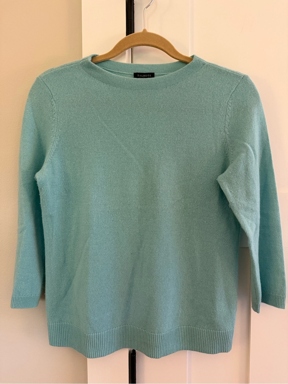Talbots Cashmere 3/4 sleeve Turquoise Aqua Blue/Green Sweater Small